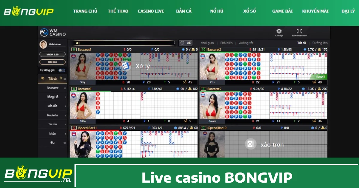 LIVE CASINO 3 Các trò chơi nổi bật tại Live Casino Bongvip