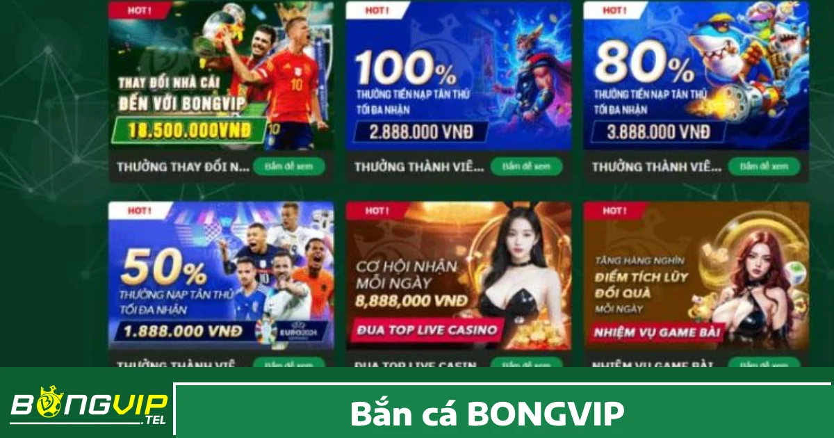 Khuyến mãi độc quyền khi chơi Bắn cá Bongvip