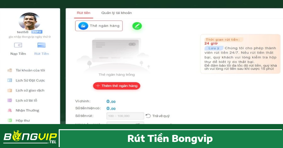 BONGVIP 28 Rút tiền từ Bongvip cực dễ và nhanh chóng