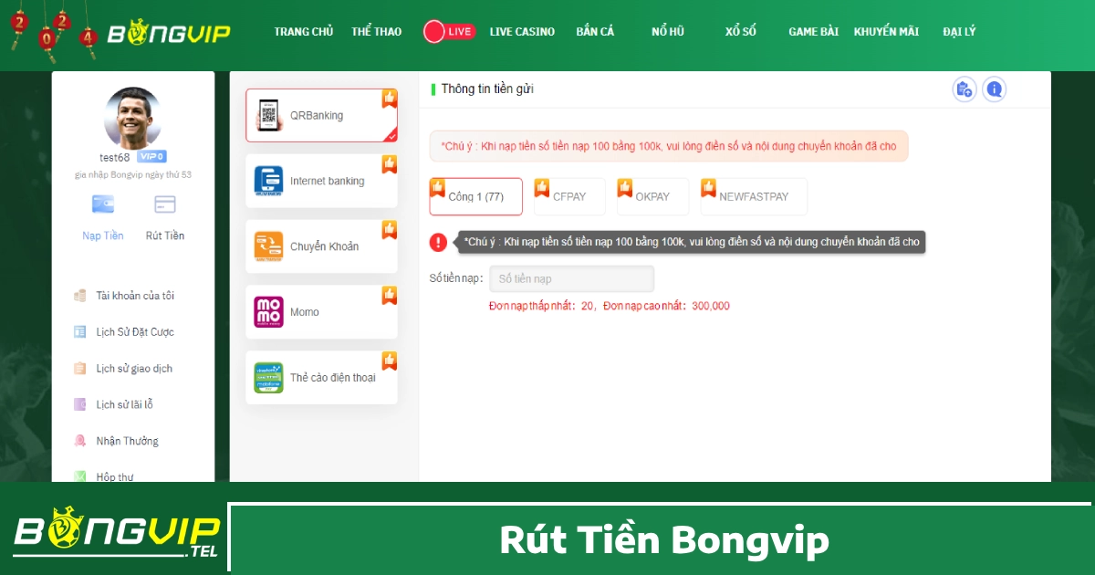 Rút Tiền Bongvip – Cách Rút Thưởng An Toàn & Nhanh Chóng 1 Điều Kiện Rút Tiền Bongvip